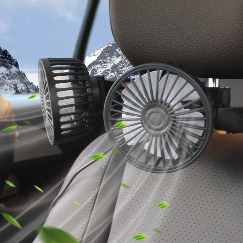 UltraCool 12V/24V Rear Car Fan Heavy-Duty Wind Power with Full Angle Adjustment