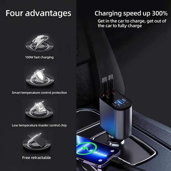 4 in 1 Retractable Fast Charger All-in-One Charging Solution