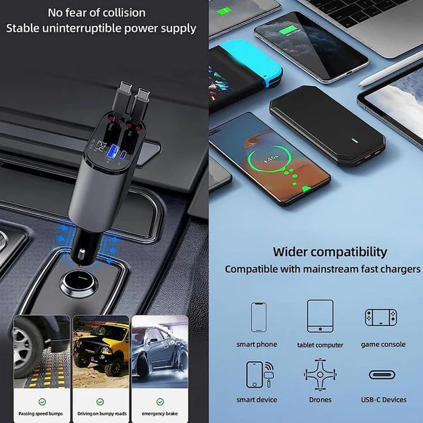 4 in 1 Retractable Fast Charger All-in-One Charging Solution