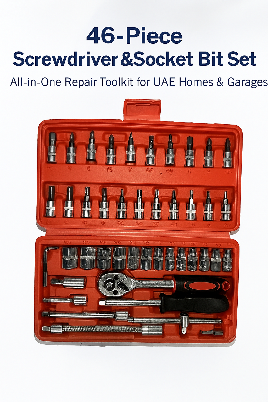 46-Piece Screwdriver & Socket Bit Set All-in-One Repair Toolkit for UAE Homes & Garages