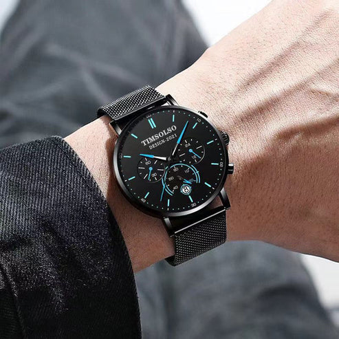 Elegant Ultra-Thin Quartz Watch Minimalist Design with Calendar Display
