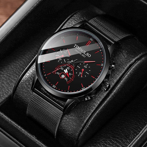 Elegant Ultra-Thin Quartz Watch Minimalist Design with Calendar Display