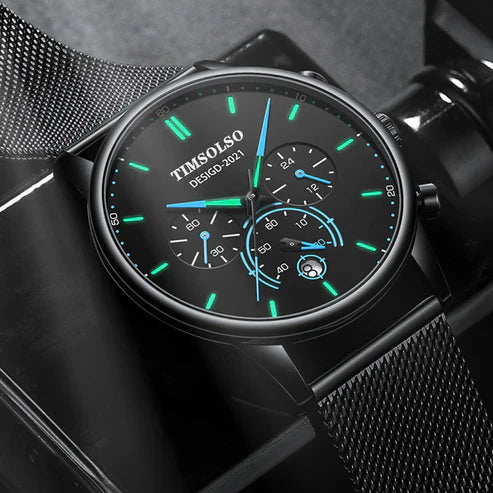 Elegant Ultra-Thin Quartz Watch Minimalist Design with Calendar Display