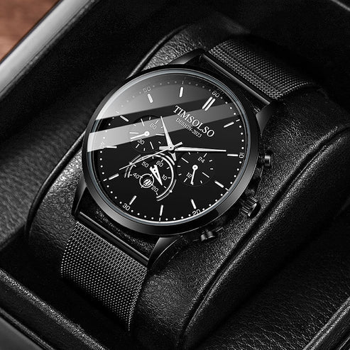 Elegant Ultra-Thin Quartz Watch Minimalist Design with Calendar Display