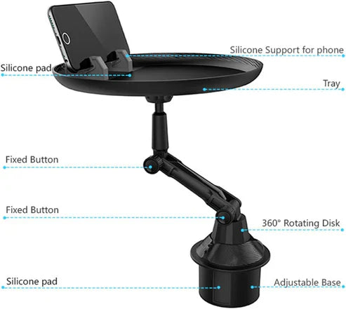 Cup Holder Food Tray Eat & Drink Comfortably On the Go