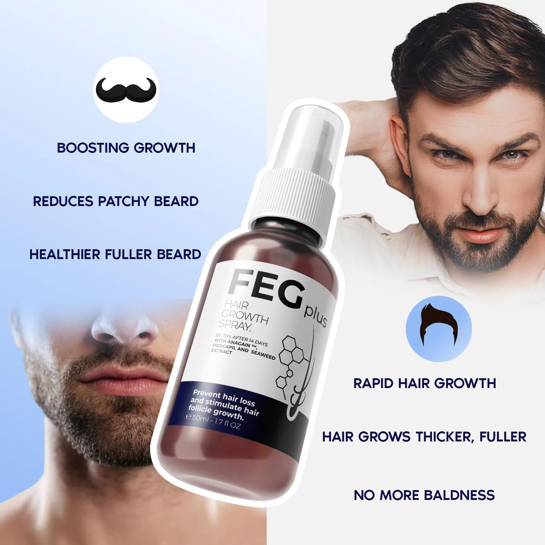 FEG Plus Hair Growth Spray Boost Regrowth Stop Hair Fall & Restore Confidence