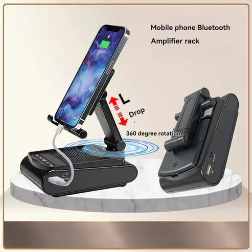 2-in-1 Mobile Stand with Wireless Speaker – Hands-Free & Loud