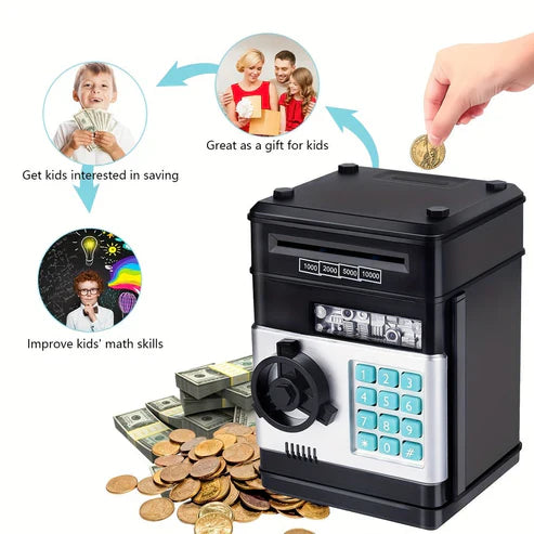 Smart Electronic Safe Piggy Bank for Kids Password & Coin Deposit ATM Style