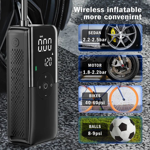 Portable Electric Air Pump Fast Tire Inflation for Cars, Bikes & Balls