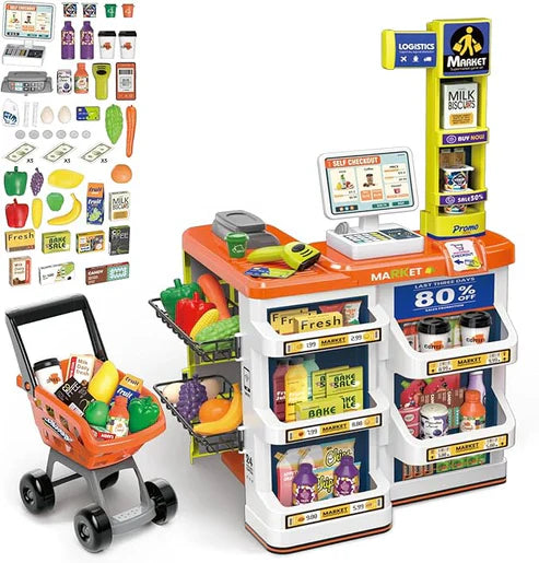 Supermarket Play Set for Kids Realistic Grocery Store Toy