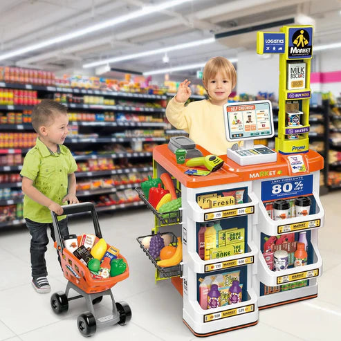 Supermarket Play Set for Kids Realistic Grocery Store Toy